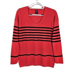 Sale GAP Women's Pullover Sweater RED & BLACK size M 8/10 Knit Boxy Long Sleeves